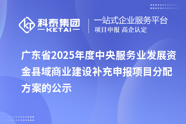 广东省2025年度中央服务业发展资金县域商业建设补充申报项目分配方案的公示