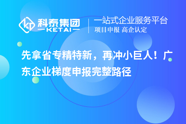 先拿省专精特新,再冲小巨人!广东企业梯度申报完整路径