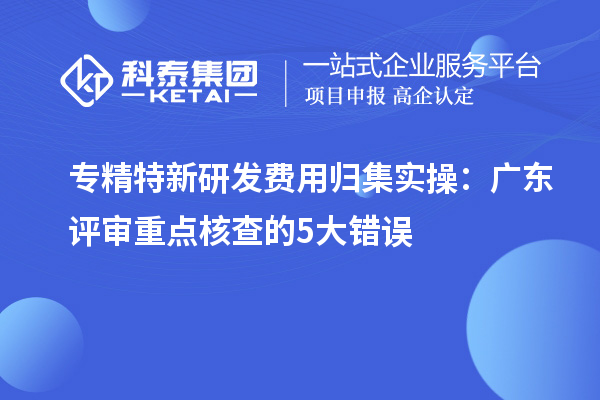 专精特新研发费用归集实操:广东评审重点核查的5大错误