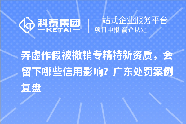 弄虚作假被撤销专精特新资质,会留下哪些信用影响?广东处罚案例复盘