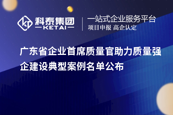 广东省企业首席质量官助力质量强企建设典型案例名单公布