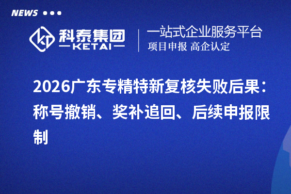 2026广东专精特新复核失败后果:称号撤销、奖补追回、后续申报限制