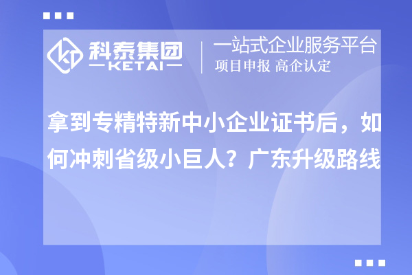拿到专精特新中小企业证书后,如何冲刺省级小巨人?广东升级路线