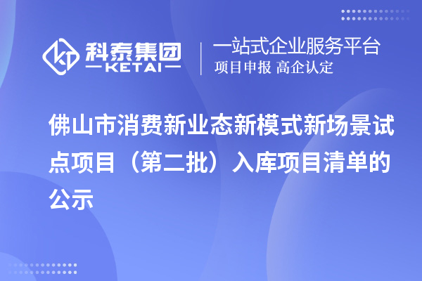 佛山市消费新业态新模式新场景试点项目(第二批)入库项目清单的公示