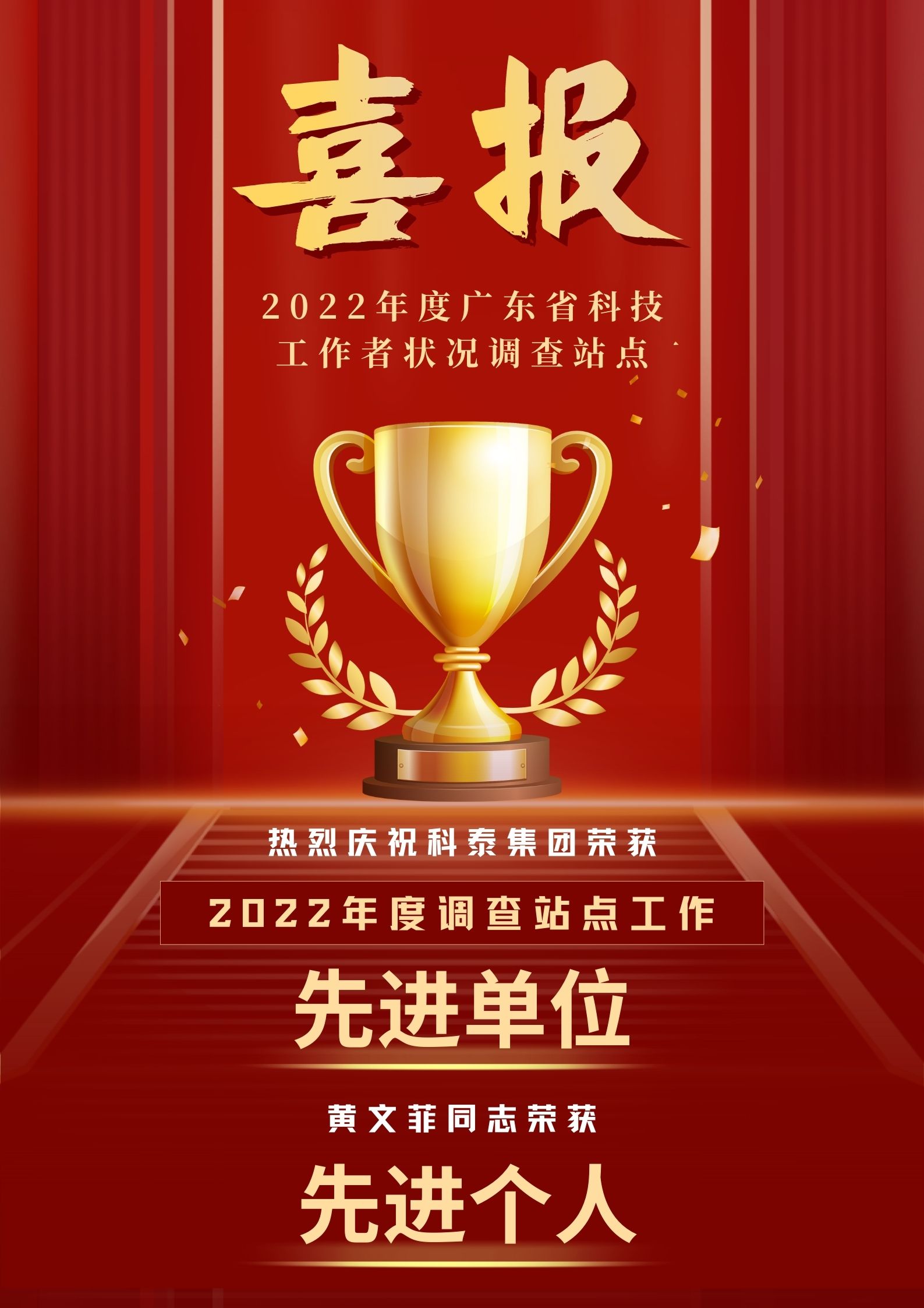 九游会荣获2022年度广东省科技工作者状况调查站点先进单位和先进个人