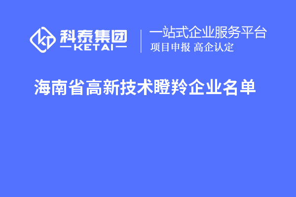 海南省高新技术瞪羚企业名单