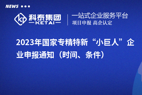 2023年国家专精特新“小巨人”企业申报通知(时间、条件)