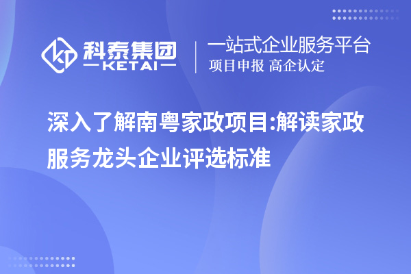 深入了解南粤家政项目:解读家政服务龙头企业评选标准