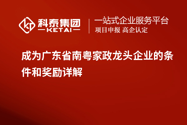 成为广东省南粤家政龙头企业的条件和奖励详解