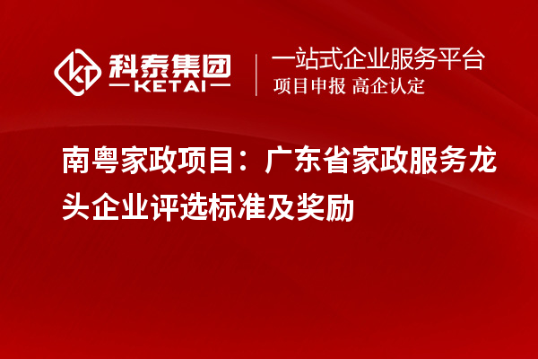 南粤家政项目：广东省家政服务龙头企业评选标准及奖励