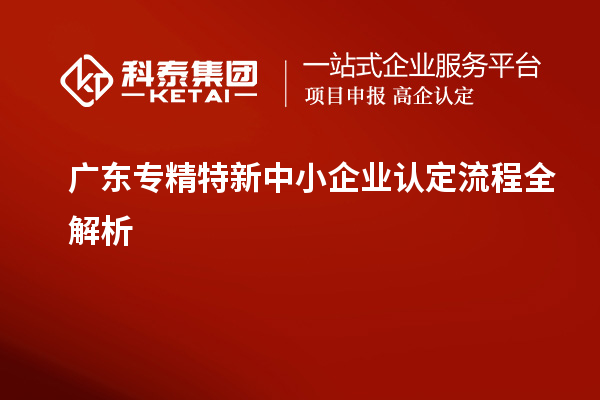 广东专精特新中小企业认定流程全解析