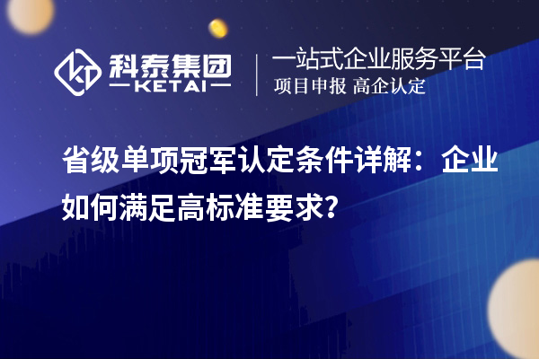 省级单项冠军认定条件详解：企业如何满足高标准要求？