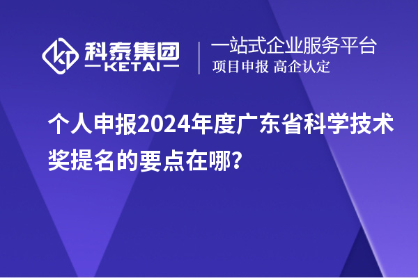 个人申报2024年度广东省科学技术奖提名的要点在哪？