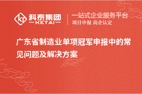 广东省制造业单项冠军申报中的常见问题及解决方案