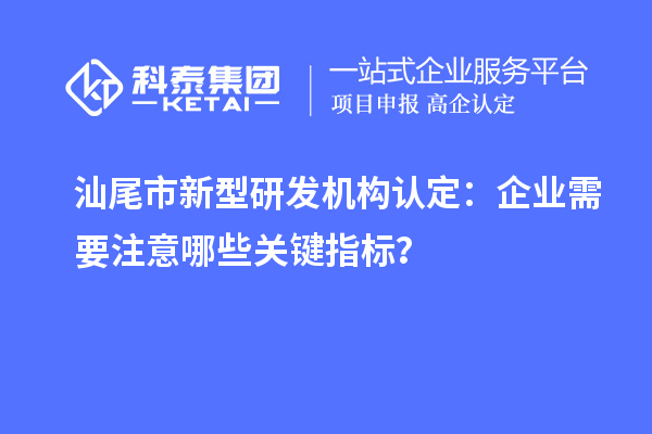 汕尾市新型研发机构认定：企业需要注意哪些关键指标？
