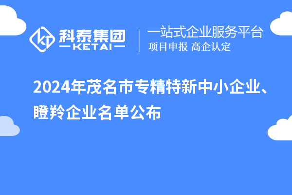 2024年茂名市专精特新中小企业、瞪羚企业名单公布