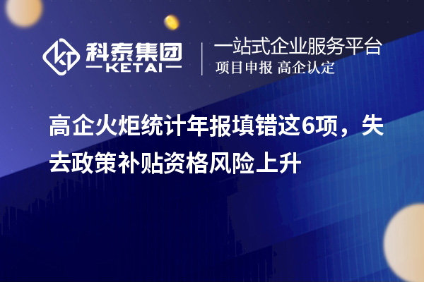 高企火炬统计年报填错这6项，失去政策补贴资格风险上升