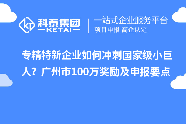 专精特新企业如何冲刺国家级小巨人？广州市100万奖励及申报要点