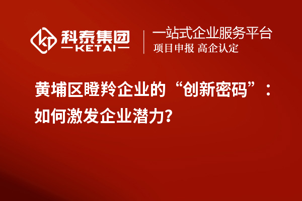 黄埔区瞪羚企业的“创新密码”：如何激发企业潜力？