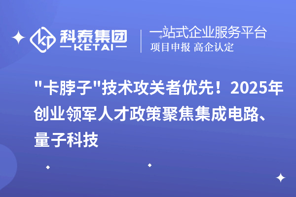 "卡脖子"技术攻关者优先！2025年创业领军人才政策聚焦集成电路、量子科技
