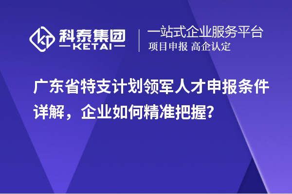 广东省特支计划领军人才申报条件详解，企业如何精准把握？