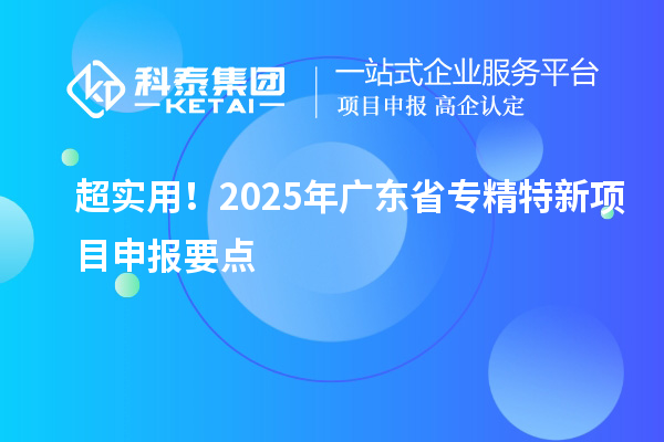 超实用！2025年广东省专精特新项目申报要点