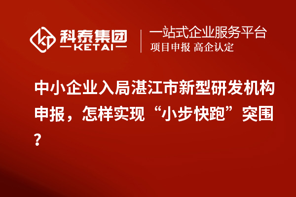 中小企业入局湛江市新型研发机构申报，怎样实现“小步快跑”突围？