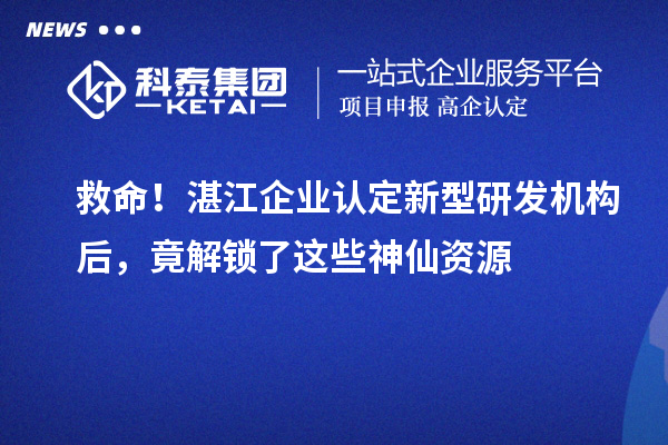 救命！湛江企业认定新型研发机构后，竟解锁了这些神仙资源