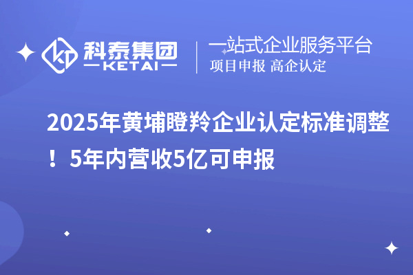 2025年黄埔瞪羚企业认定标准调整！5年内营收5亿可申报