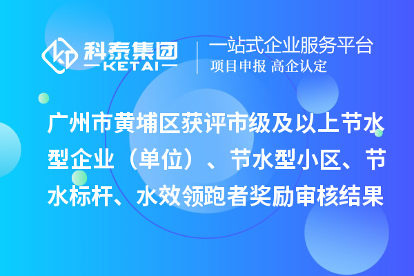 广州市黄埔区获评市级及以上节水型企业（单位）、节水型小区、节水标杆、水效领跑者奖励审核结果公示