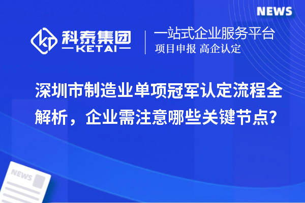 深圳市制造业单项冠军认定流程全解析，企业需注意哪些关键节点？