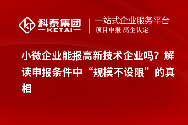 小微企业能报高新技术企业吗？解读申报条件中“规模不设限”的真相
