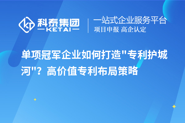单项冠军企业如何打造"专利护城河"？高价值专利布局策略