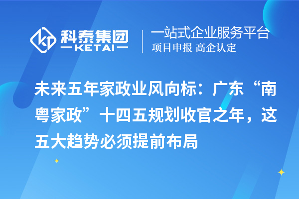 未来五年家政业风向标：广东“南粤家政”十四五规划收官之年，这五大趋势必须提前布局
