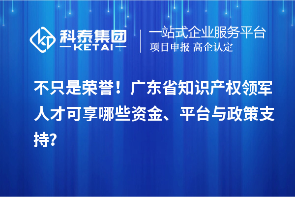 不只是荣誉！广东省知识产权领军人才可享哪些资金、平台与政策支持？