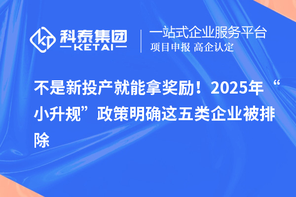 不是新投产就能拿奖励！2025年“小升规”政策明确这五类企业被排除