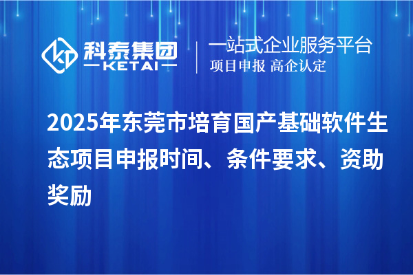 2025年东莞市培育国产基础软件生态项目申报时间、条件要求、资助奖励