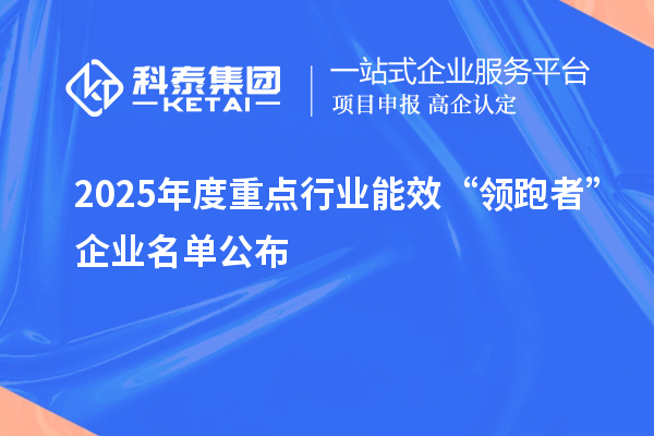 2025年度重点行业能效“领跑者”企业名单公布