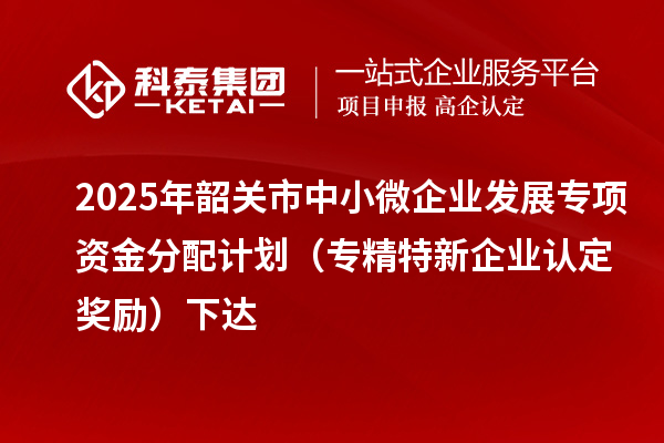 2025年韶关市中小微企业发展专项资金分配计划（专精特新企业认定奖励）下达