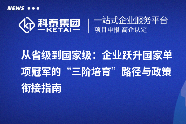 从省级到国家级：企业跃升国家单项冠军的“三阶培育”路径与政策衔接指南