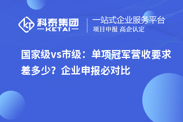  国家级 vs 市级：单项冠军营收要求差多少？企业申报必对比