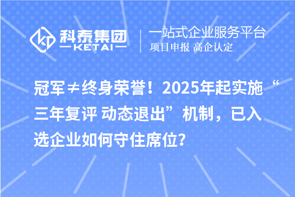 冠军≠终身荣誉！2025年起实施“三年复评+动态退出”机制，已入选企业如何守住席位？
