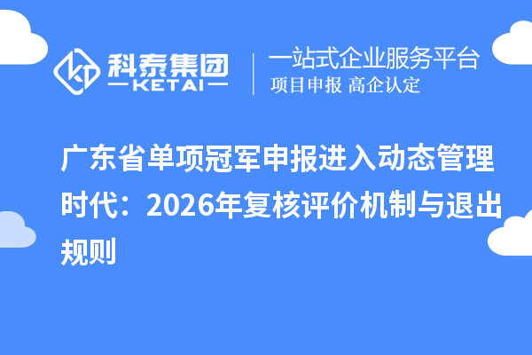 广东省单项冠军申报进入动态管理时代：2026年复核评价机制与退出规则