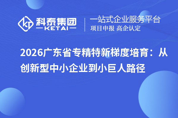2026广东省专精特新梯度培育：从创新型中小企业到小巨人路径
