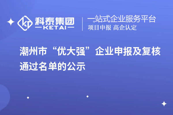 潮州市“优大强”企业申报及复核通过名单的公示