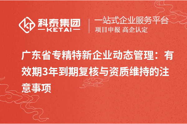 广东省专精特新企业动态管理：有效期3年到期复核与资质维持的注意事项