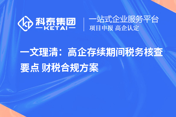  一文理清：高企存续期间税务核查要点 + 财税合规方案