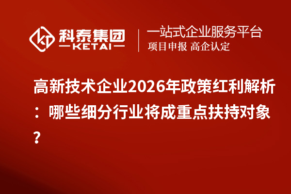高新技术企业2026年政策红利解析：哪些细分行业将成重点扶持对象？