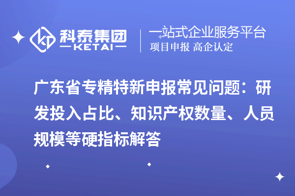广东省专精特新申报常见问题：研发投入占比、知识产权数量、人员规模等硬指标解答