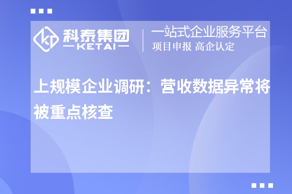 上规模企业调研：营收数据异常将被重点核查